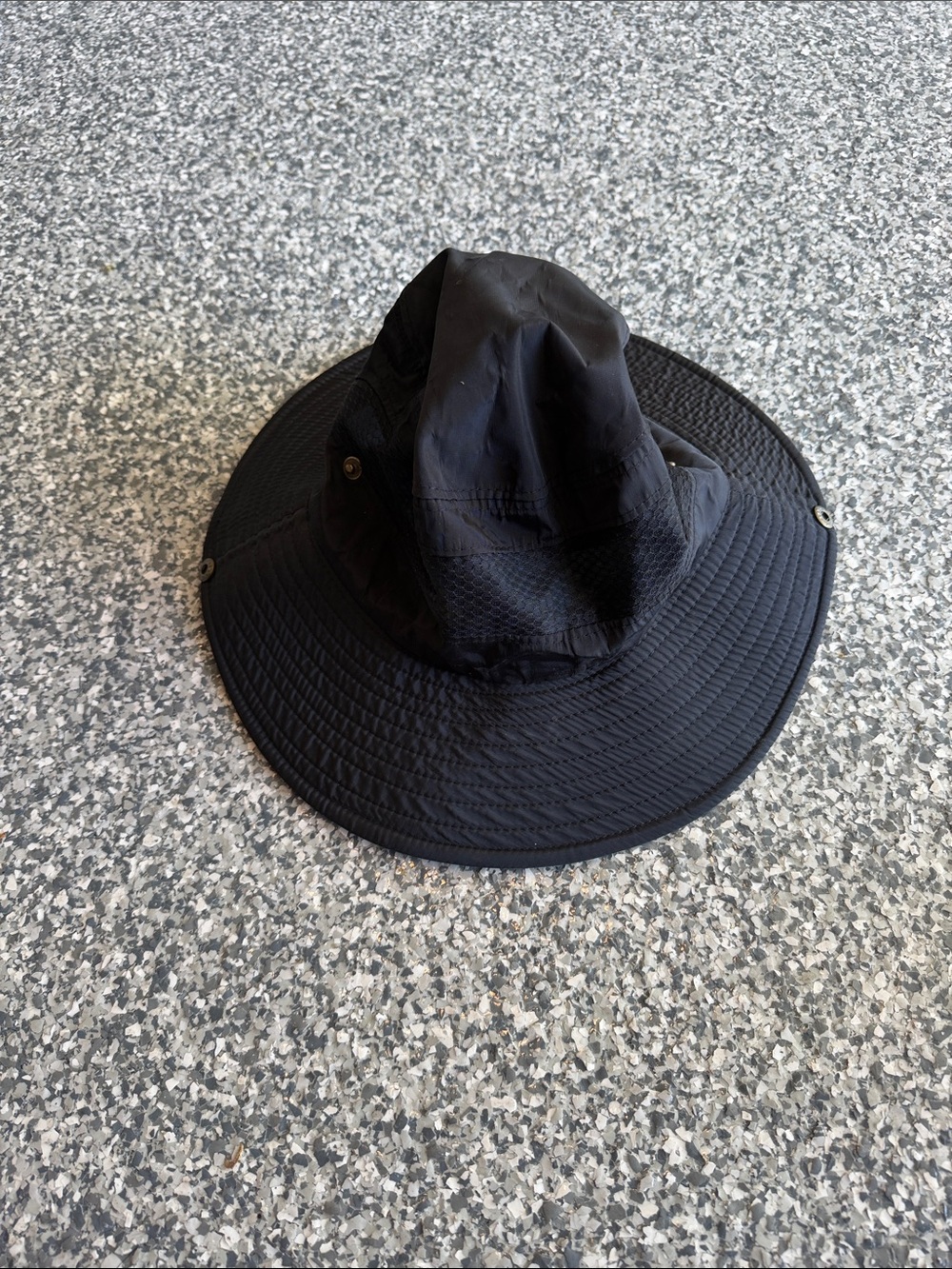 Black Wide Brim Sun Hat Boonie Fishing Hiking Breathable Mesh